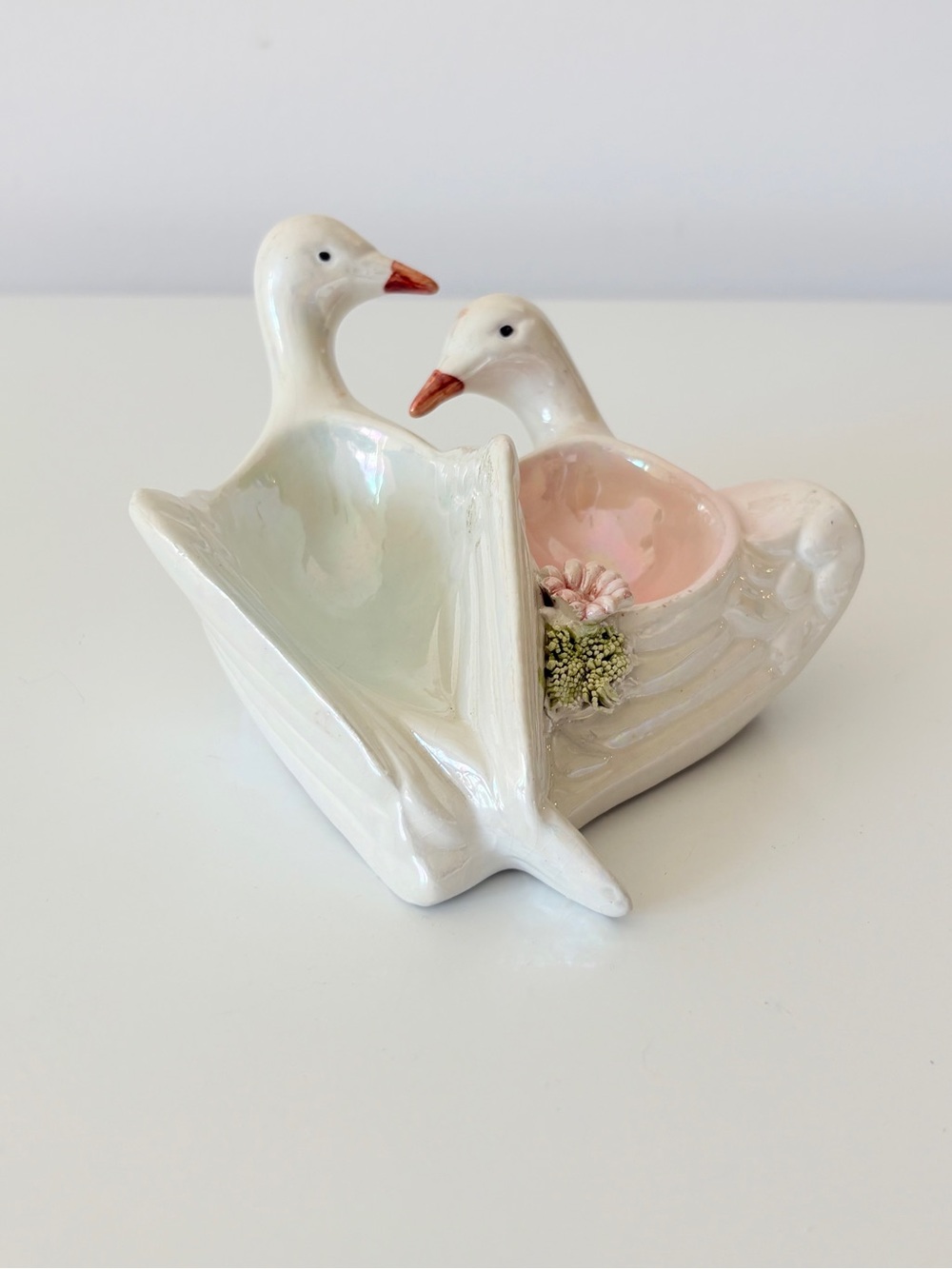 Vintage Capodimonte Love Birds Doves Trinket Dish Made in Italy ** Read